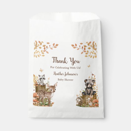 Rustic Woodland Forest Neutral Baby shower Bedankzakje (Voorkant)