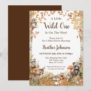 Rustic Woodland Forest Neutral Baby shower Kaart