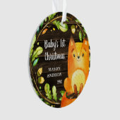 Rustic Woodland Fox Baby's Eerste Kerstmis Ornament (voorkant)
