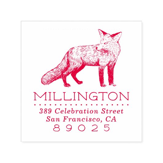 Rustic Woodland Fox Familienaam Retouradres Zelfinktende Stempel (Design)