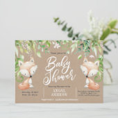Rustic, Woodland fox, Greenery, Baby Boy Shower Kaart (Staand voorkant)