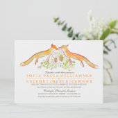 Rustic Woodland Fox Wedding Invitations Kaart (Staand voorkant)