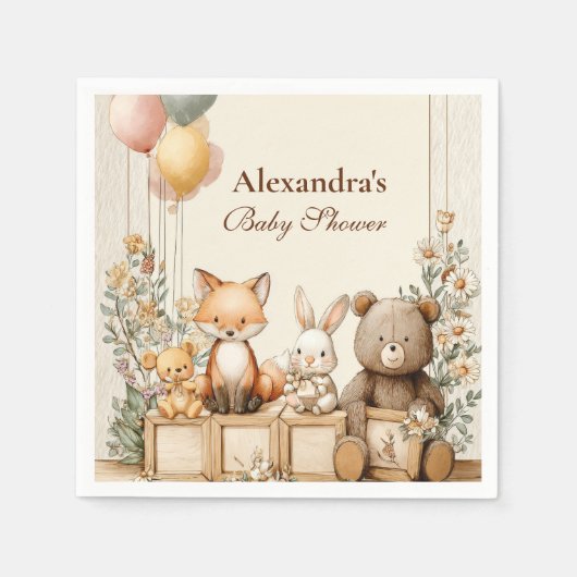 Rustic Woodland Friends Servet (Voorkant)