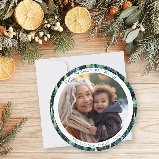 Rustic Woodland Kerstfoto Feestdagenkaart