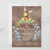 Rustic Woodland Moose Baby shower Invitation Kaart (Voorkant)