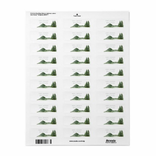 Rustic Woodland Mountain Forest bruiloft Etiket (Full Sheet)