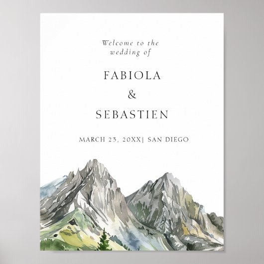 Rustic Woodland Mountain Forest Wedding welkom Poster (Voorkant)