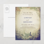 Rustic Woodland Navy Enregistrer la date Cartes po (Devant / Derrière)