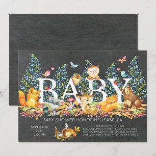 Rustic Woodland Neutral Baby shower Invitation Kaart