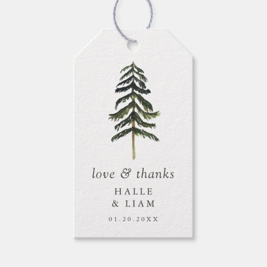 Rustic Woodland Pine Tree Wedding Gift Labels Cadeaulabel (Voorkant)