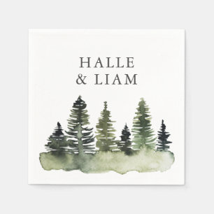 Rustic Woodland Pine Tree Wedding Napkins Servet