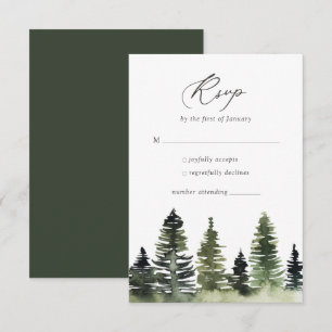 Rustic Woodland Pine Tree Wedding RSVP-kaart RSVP Kaartje