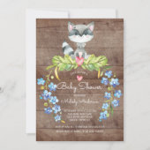 Rustic Woodland Raccoon Baby shower Invitation (Devant)