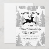 Rustic Woodland Reindeer Virtuele Kerstfeest Kaart (Voorkant / Achterkant)