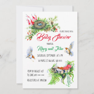 Rustic Woodland Robin Birds met nestBaby shower Kaart