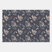Rustic Woodland Robin Winter Leaves Inpakpapier Vel (Voorkant)
