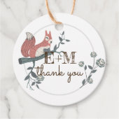 Rustic Woodland Squirrel Kraft Monogram Dank je Bedankjes Labels (Voorkant)