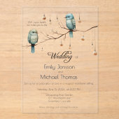 Rustic Woodland Tortelduifjes Celebration Acryl Uitnodigingen (Voorkant)