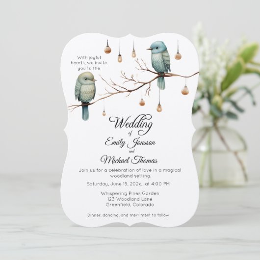 Rustic Woodland Tortelduifjes Celebration Kaart (Staand voorkant)