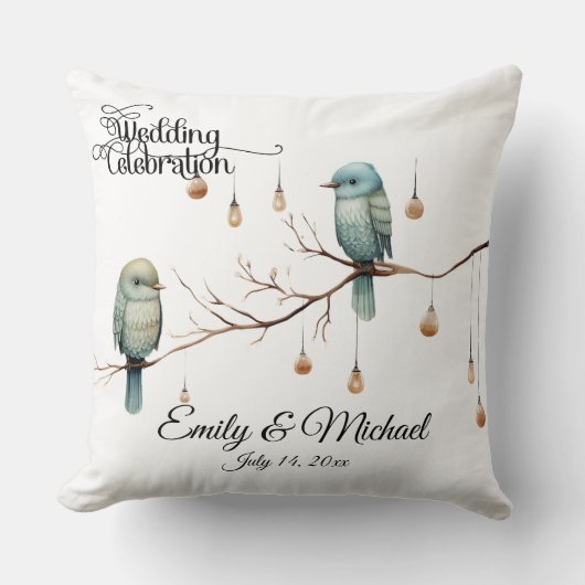 Rustic Woodland Tortelduifjes Celebration Kussen (Voorkant)