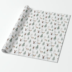Rustic Woodland Tree Deer Gift Wrapping Paper Cadeaupapier