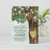 Rustic Woodland Tree Twinkle Lights Wedding Kaart (Staand voorkant)