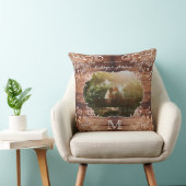 Rustic Woodland Wedding Photo Wood Panel  Kussen (Stoel)