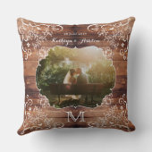 Rustic Woodland Wedding Photo Wood Panel  Kussen (Achterkant)