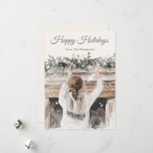 Rustic Woodland Winter Watercolor Kerstmis