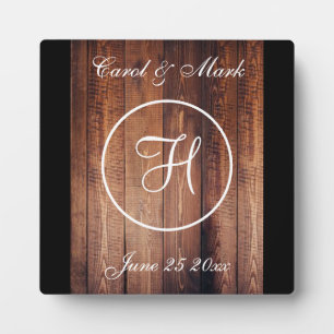 Rustic Woodlook Wedding Tabletop Plaque met Easel Fotoplaat