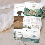 Rustic Woods Barn Mariage | Invitation à trois vol<br><div class="desc">Donnez le ton à un mariage boisé rustique avec un week-end sur mesure dans l'invitation itinéraire bois. Cette invitation "spacieuse" est une excellente façon de donner à vos invités des informations complémentaires sur la mariage. Ces cartes triplées peuvent énumérer les festivités entourant votre week-end mariage, comme des cocktails de bienvenue,...</div>