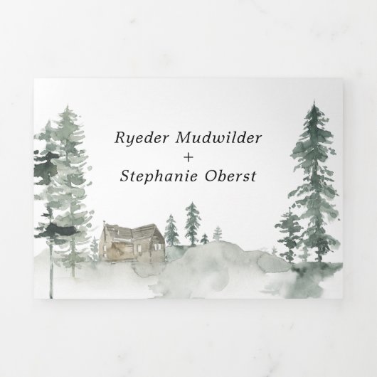 Rustic Woods Barn Wedding | Tri-Fold Invitation (Page de couverture)