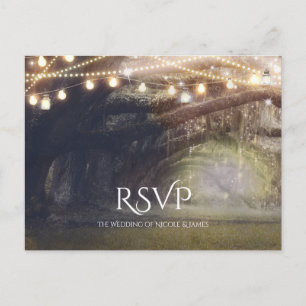 Rustic Woods Betoverde Bos Lichts Wedding RSVP Uitnodiging Briefkaart
