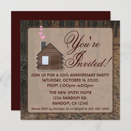 Rustic woods blog cabine anniversaire invitations  (Devant / Derrière)