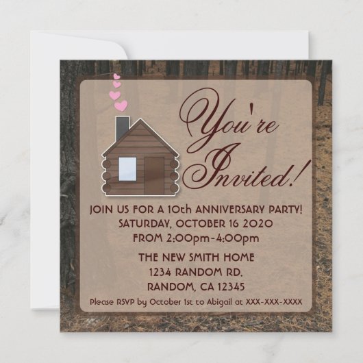 Rustic woods blog cabine anniversaire invitations  (Devant)
