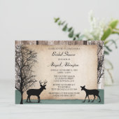 Rustic Woodsy Deer Bridal Shower Invitations Kaart (Staand voorkant)