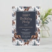 Rustic Woodsy Deer | Forest 100th Birthday Party Kaart (Staand voorkant)
