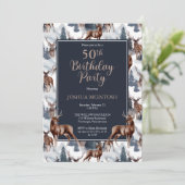 Rustic Woodsy Deer | Forest 50th Birthday Party Kaart (Staand voorkant)