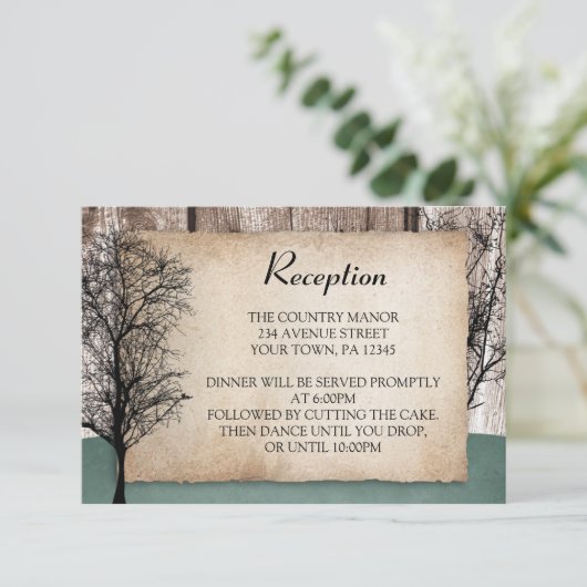 Rustic Woodsy Deer Wedding Reception Kaarten (Staand voorkant)