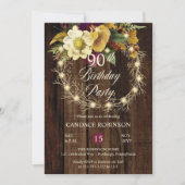 Rustic Woodsy Lichte 90th Birthday Party I Kaart (Voorkant)