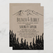 Rustic Woodsy Mountain Brunch & Bubble Kaart (Voorkant / Achterkant)