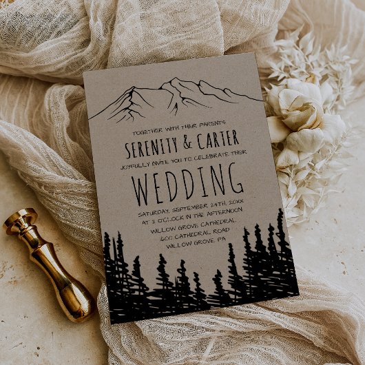 Rustic Woodsy Mountain Wedding Kaart
