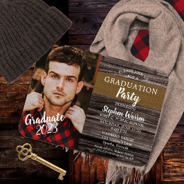 Rustic Woodsy Photo Graduation Party Magneet