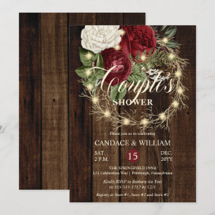 Rustic Woodsy Verlichtte douche van Wreath Couple Kaart