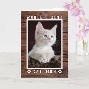 Rustic World's Best Cat Moeder Verjaardag Foto Kaart