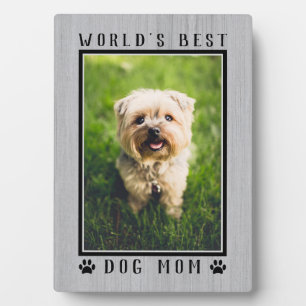 Rustic World's Best Dog Mom Pootafdrukken Huisdier Fotoplaat