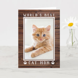 Rustic World's Beste Kattenmoeder Moederdag Foto Kaart