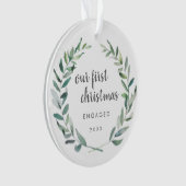 Rustic Wreatfoto Ons eerste kerstfeest Ornament (voorkant)