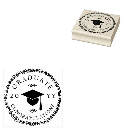 Rustic Wreath Afstuderen jaar Rubberstempel (Gestempeld)