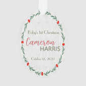 Rustic Wreath Baby's eerste kerstfoto-ormense Ornament (achterkant)